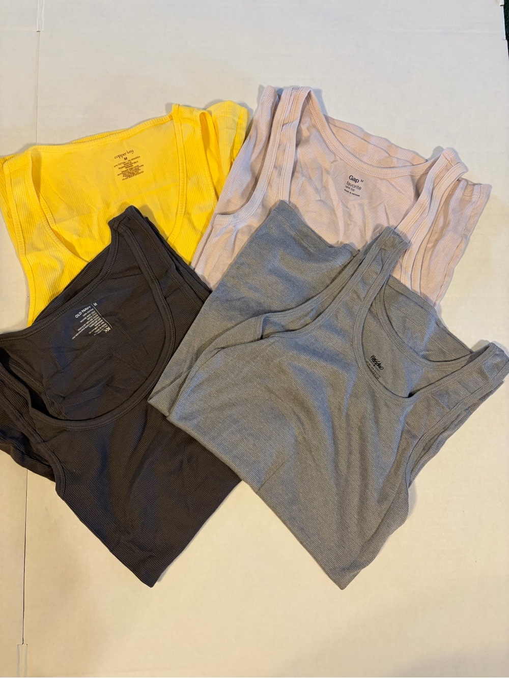 Variety of  Ribbed Tank Top Set in Yellow, Black, Gray, and Light Pink